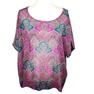 The Limited Sheer Floral Short Sleeve Oversized Top Size XS